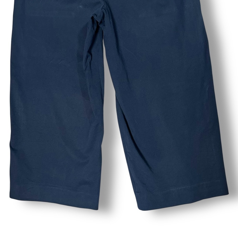 J Crew Sydney Wide Leg Pants Sz 10 Petite Bi-Stretch Cropped Navy Blue Office   - Picture 9 of 11